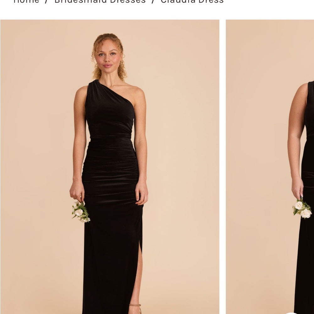 Birdy Grey One-Shoulder Black Velvet Evening Dress